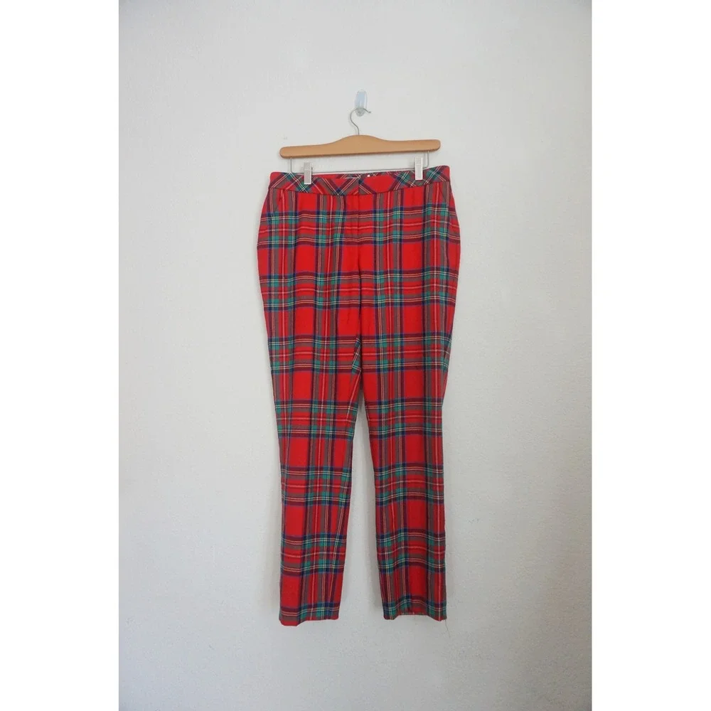 Vineyard Vines Red‎ Plaid Wool Blend Straight Leg Pants Women's Size 6